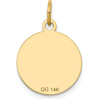 14K Yellow Gold Enamel Circular Engravable Disc Charm with Polished Back - 21.13mm Length by Oro Pregiato