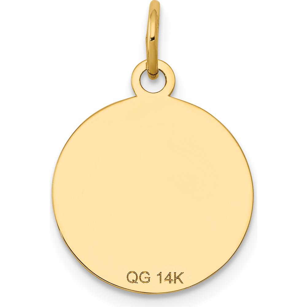 14K Yellow Gold Enamel Circular Engravable Disc Charm with Polished Back - 21.13mm Length by Oro Pregiato