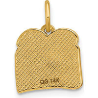 14K Yellow Gold Enamel Egg on Toast Pendant Charm - Whimsical Breakfast Design by Oro Pregiato