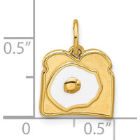 14K Yellow Gold Enamel Egg on Toast Pendant Charm - Whimsical Breakfast Design by Oro Pregiato