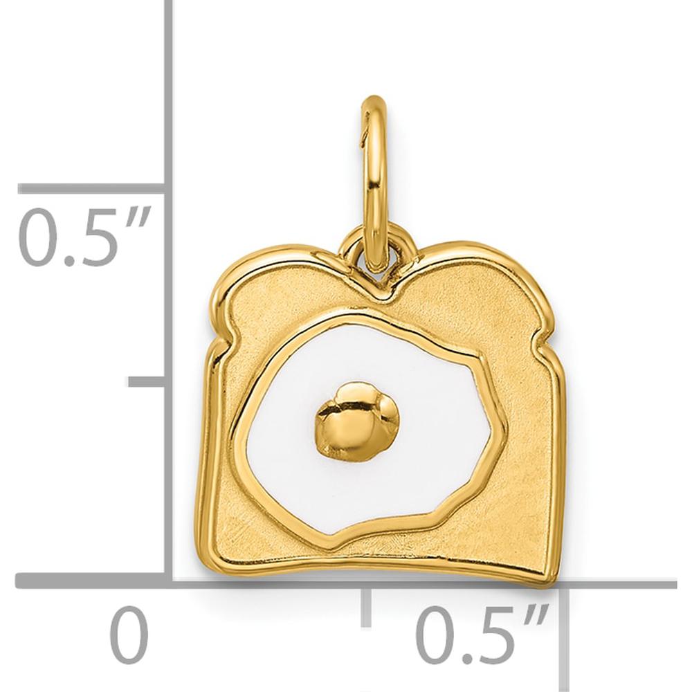 14K Yellow Gold Enamel Egg on Toast Pendant Charm - Whimsical Breakfast Design by Oro Pregiato