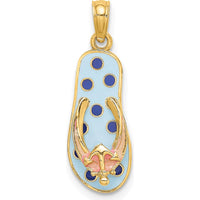 14K Yellow Gold Enamel Flip-Flop Charm with Anchor Design - 22.9mm Length by Oro Pregiato