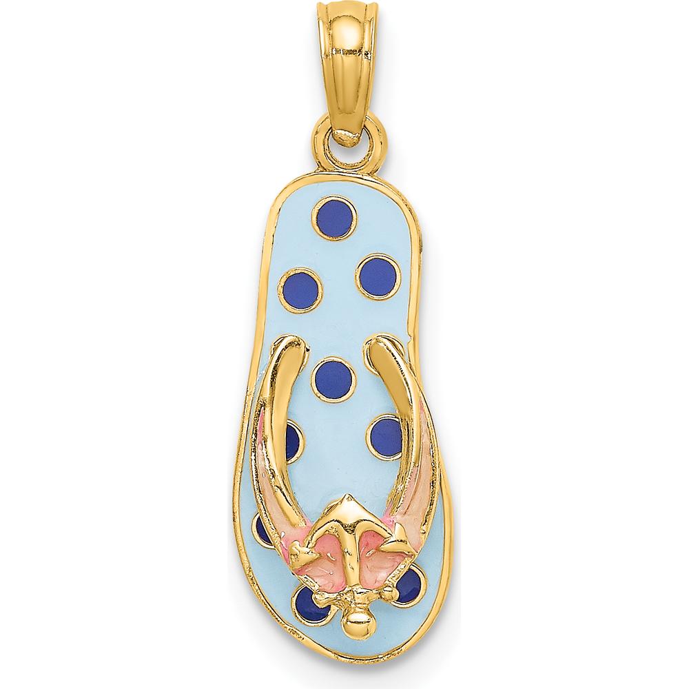14K Yellow Gold Enamel Flip-Flop Charm with Anchor Design - 22.9mm Length by Oro Pregiato