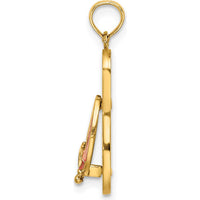 14K Yellow Gold Enamel Flip-Flop Charm with Anchor Design - 22.9mm Length by Oro Pregiato