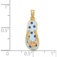 14K Yellow Gold Enamel Flip-Flop Charm with Anchor Design - 22.9mm Length by Oro Pregiato