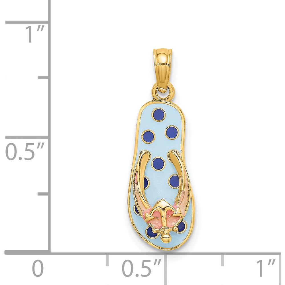 14K Yellow Gold Enamel Flip-Flop Charm with Anchor Design - 22.9mm Length by Oro Pregiato