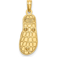 14K Yellow Gold Enamel Flip-Flop Charm with Anchor Design - 22.9mm Length by Oro Pregiato