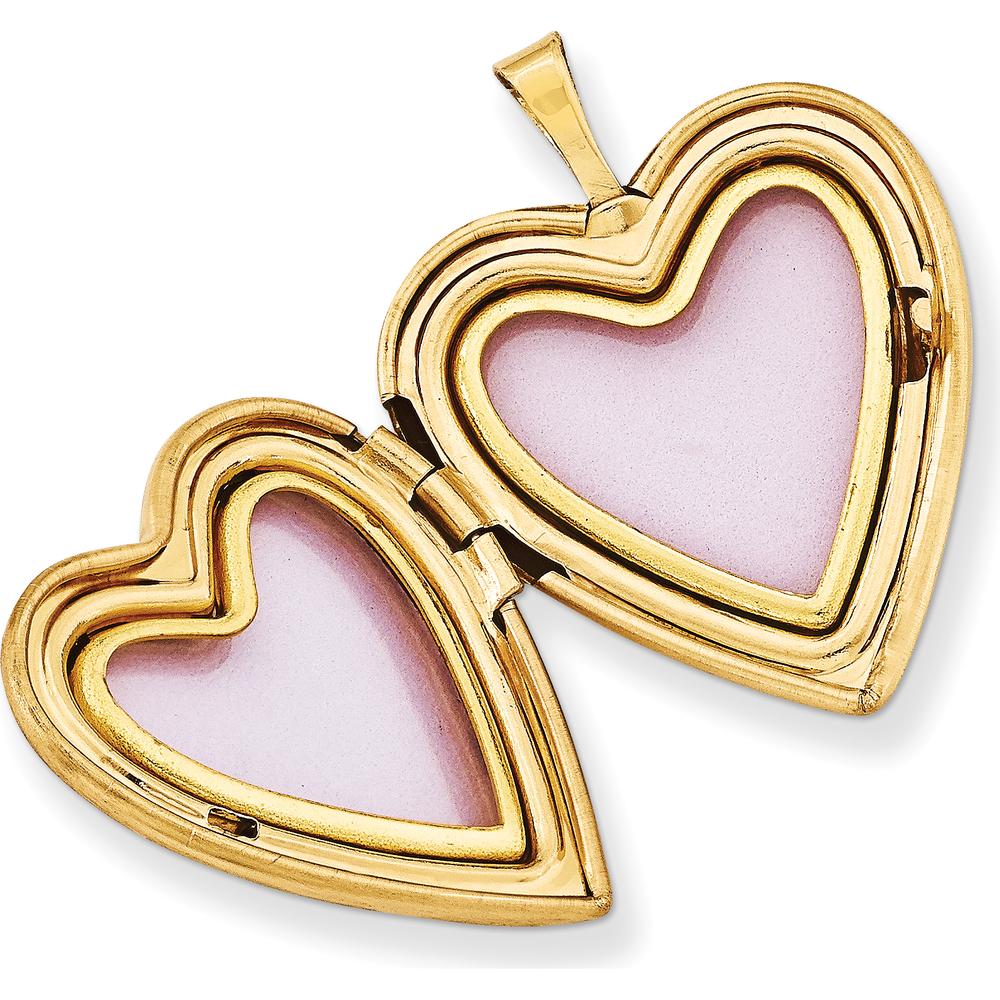 14K Yellow Gold Enamel Floral Heart Locket Pendant with Engravable "Mom" Script by Monteluci Fine Jewelry