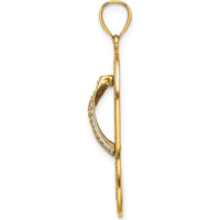 14K Yellow Gold Enamel Hibiscus Flower Flip-Flop Charm - Vibrant Red & Green Design by Oro Pregiato