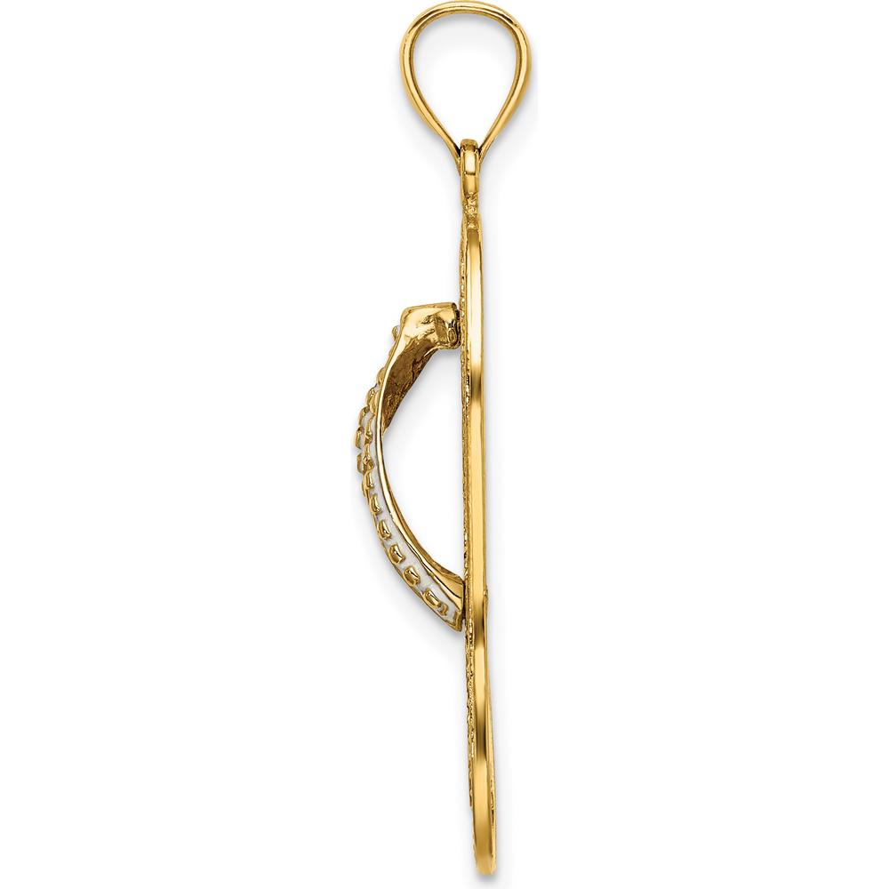 14K Yellow Gold Enamel Hibiscus Flower Flip-Flop Charm - Vibrant Red & Green Design by Oro Pregiato