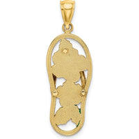 14K Yellow Gold Enamel Hibiscus Flower Flip-Flop Charm - Vibrant Red & Green Design by Oro Pregiato