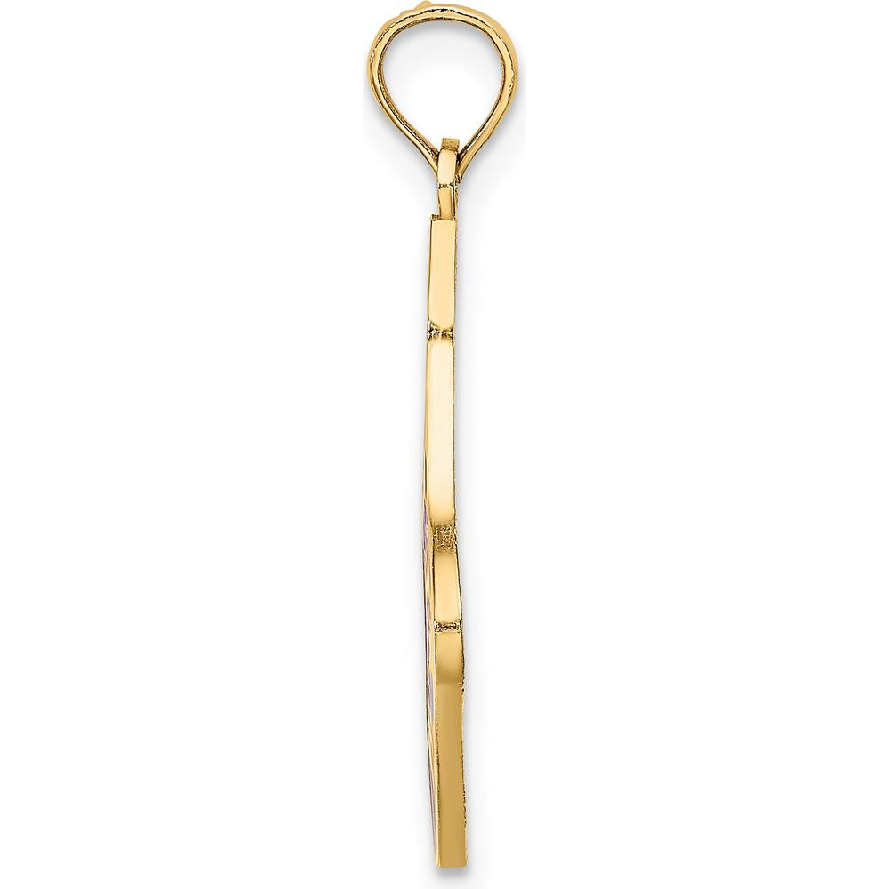 14K Yellow Gold Enamel "Ho Ho Ho" Christmas Stocking Charm - Festive Holiday Pendant by Oro Pregiato