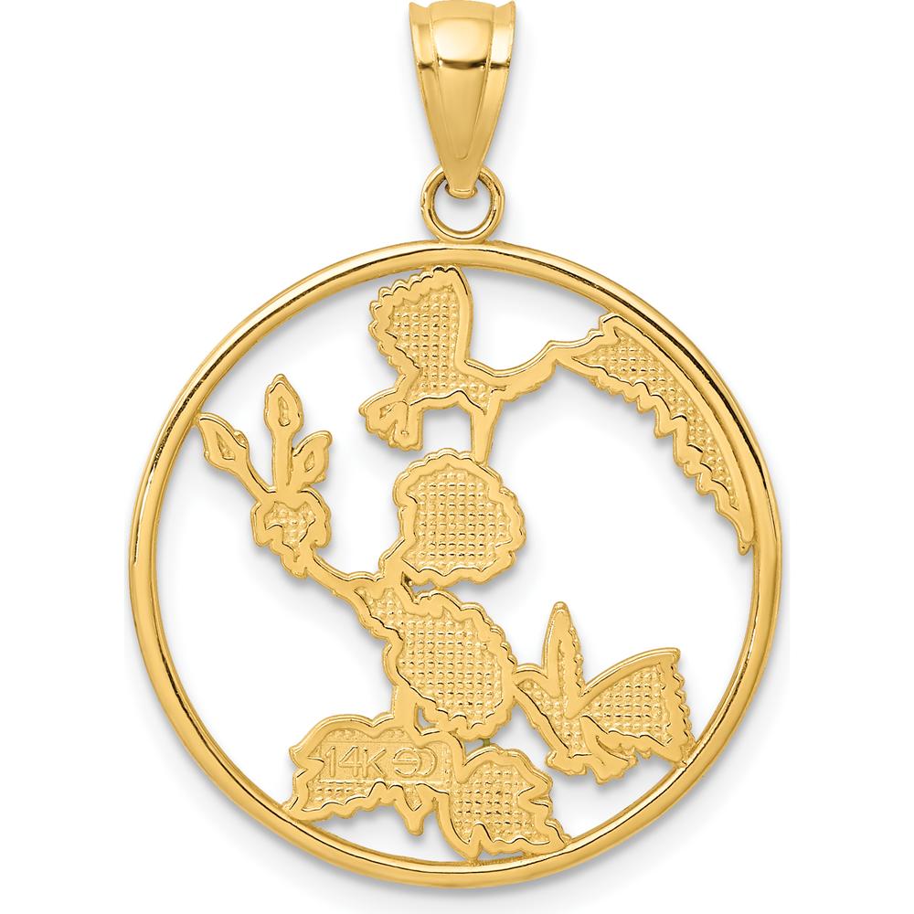 14K Yellow Gold Enamel Hummingbird and Floral Charm Pendant - Nature-Inspired Design by Oro Pregiato