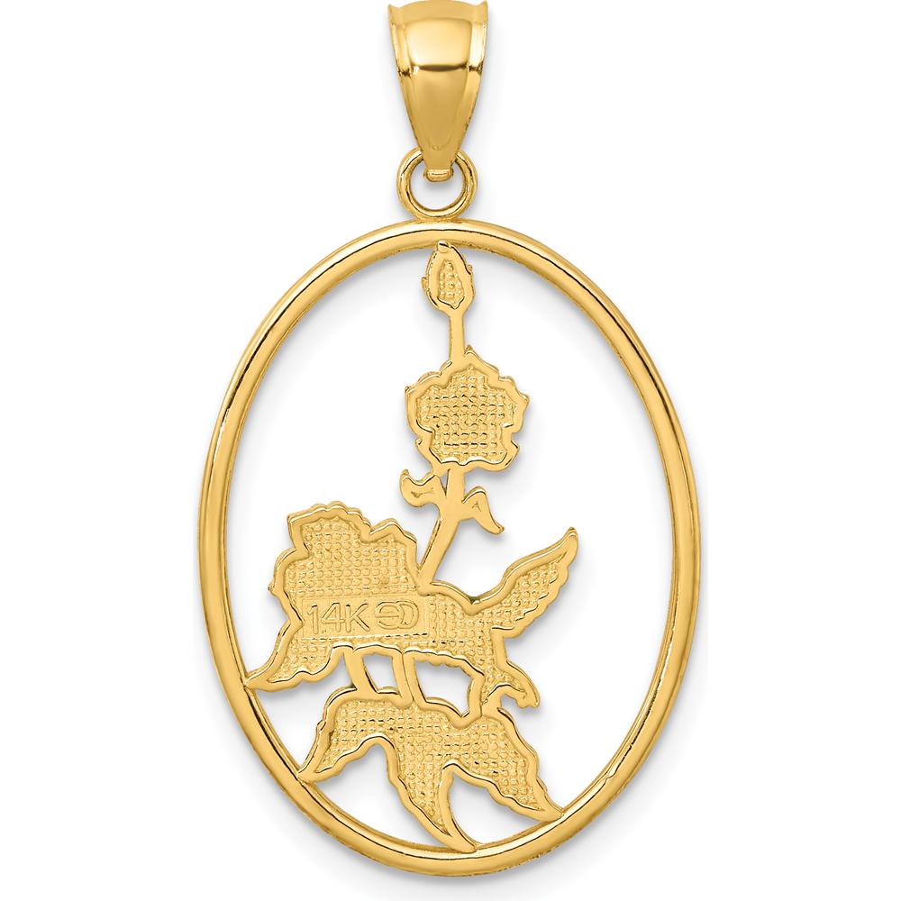 14K Yellow Gold Enamel Hummingbird and Floral Pendant Charm by Oro Pregiato
