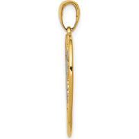 14K Yellow Gold Enamel Hummingbird and Flower Heart Pendant by Oro Pregiato