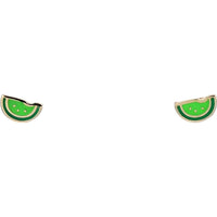 14K Yellow Gold Enamel Kiwi Slice Stud Earrings - Fun and Playful Design