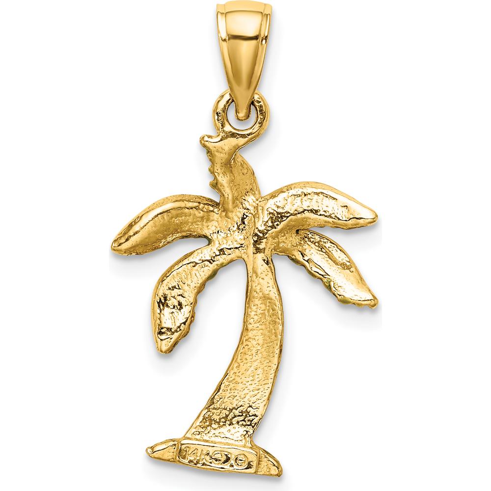14K Yellow Gold Enamel Palm Tree Charm with Green and Brown Accents - 19.5mm Length by Oro Pregiato