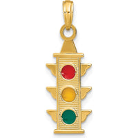 14K Yellow Gold Enamel Traffic Signal Charm with Red, Yellow, and Green Accents by Oro Pregiato