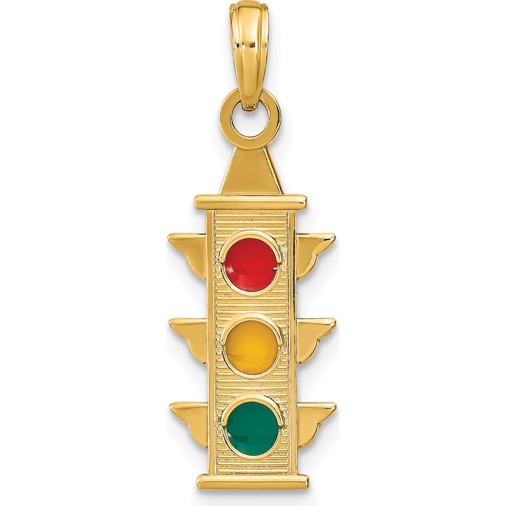 14K Yellow Gold Enamel Traffic Signal Charm with Red, Yellow, and Green Accents by Oro Pregiato