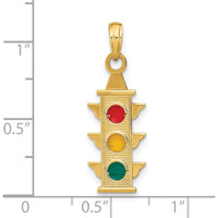 14K Yellow Gold Enamel Traffic Signal Charm with Red, Yellow, and Green Accents by Oro Pregiato