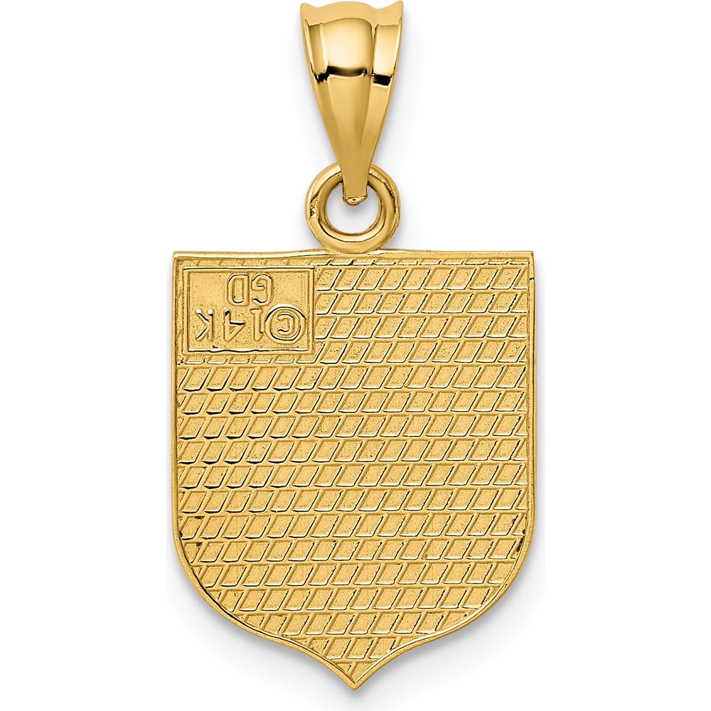 14K Yellow Gold Enamel USA Flag Shield Pendant - Polished Finish by Oro Pregiato