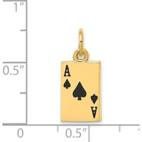 14K Yellow Gold Enameled Ace of Spades Card Charm - 18mm Length by Oro Pregiato
