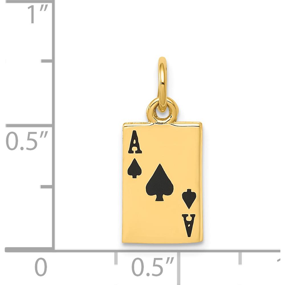 14K Yellow Gold Enameled Ace of Spades Card Charm - 18mm Length by Oro Pregiato
