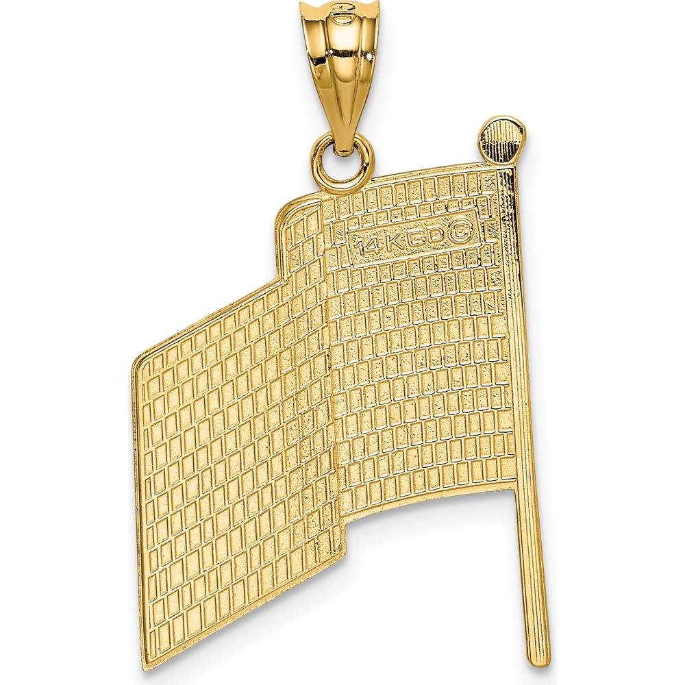 14K Yellow Gold Enameled American Flag Pendant with Red, White, and Blue Enamel - 32mm Length by Oro Pregiato