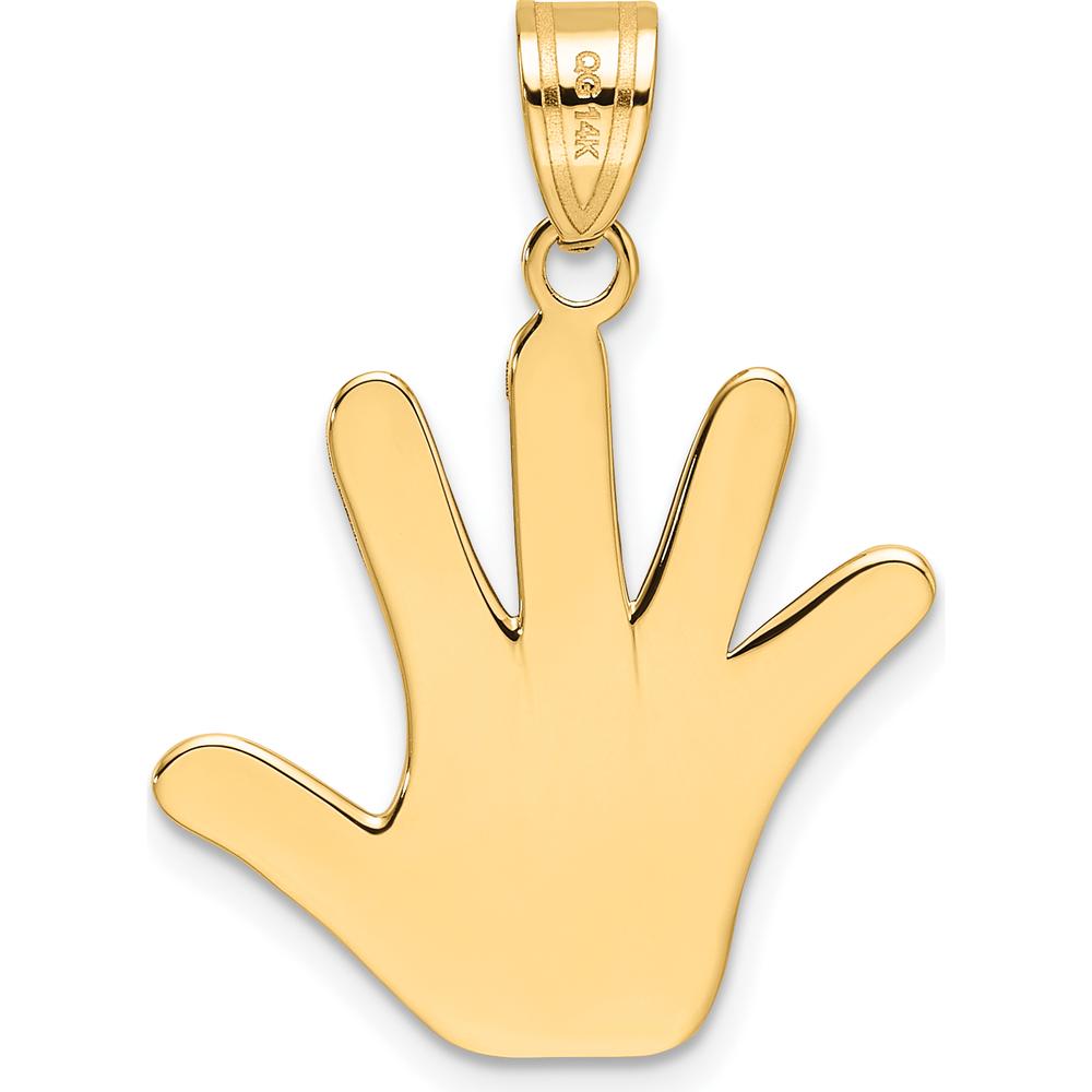 14K Yellow Gold Enameled Autism Handprint Pendant with Multi-Colored Enamel Accents by Oro Pregiato