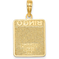 14K Yellow Gold Enameled Bingo Card Charm with Red and White Enamel Accents by Oro Pregiato