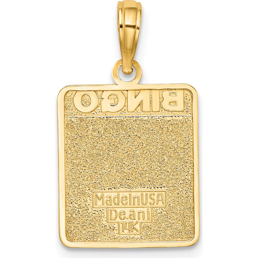 14K Yellow Gold Enameled Bingo Card Charm with Red and White Enamel Accents by Oro Pregiato
