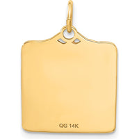 14K Yellow Gold Enameled Birth Certificate Charm with Pink Enamel Accents