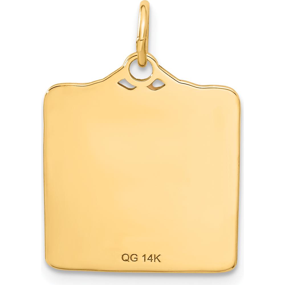 14K Yellow Gold Enameled Birth Certificate Charm with Pink Enamel Accents