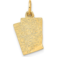 14K Yellow Gold Enameled Blackjack Playing Cards Charm - Polished Gold with Black Accents