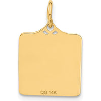 14K Yellow Gold Enameled Blue Engravable Birth Certificate Charm - 20mm