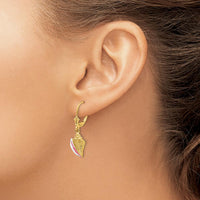 14K Yellow Gold Enameled Conch Shell Drop Earrings by Oro Pregiato