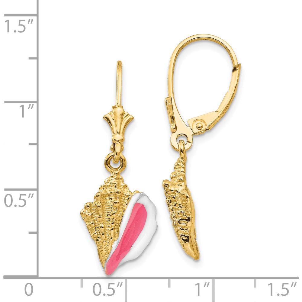 14K Yellow Gold Enameled Conch Shell Drop Earrings by Oro Pregiato