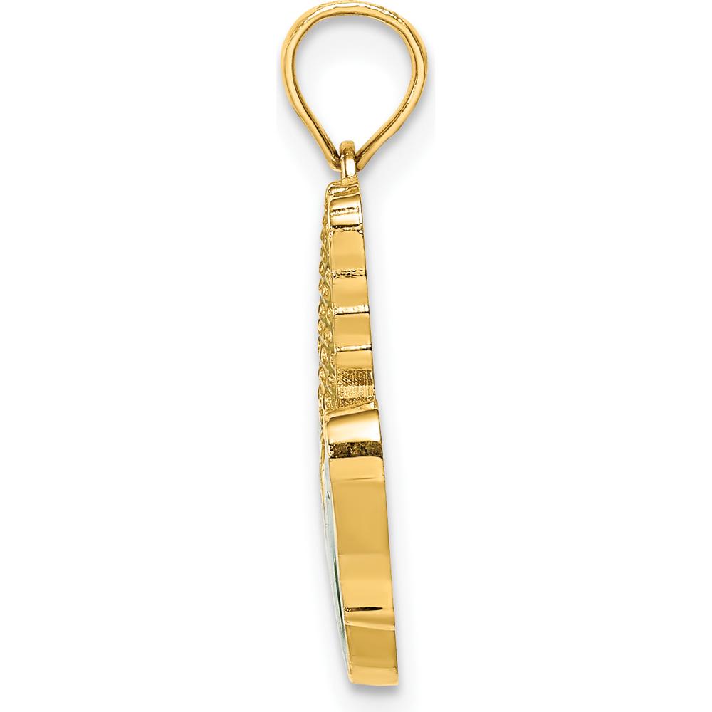 14K Yellow Gold Enameled Corn with Peeled Husk Pendant Charm - Textured Finish by Oro Pregiato