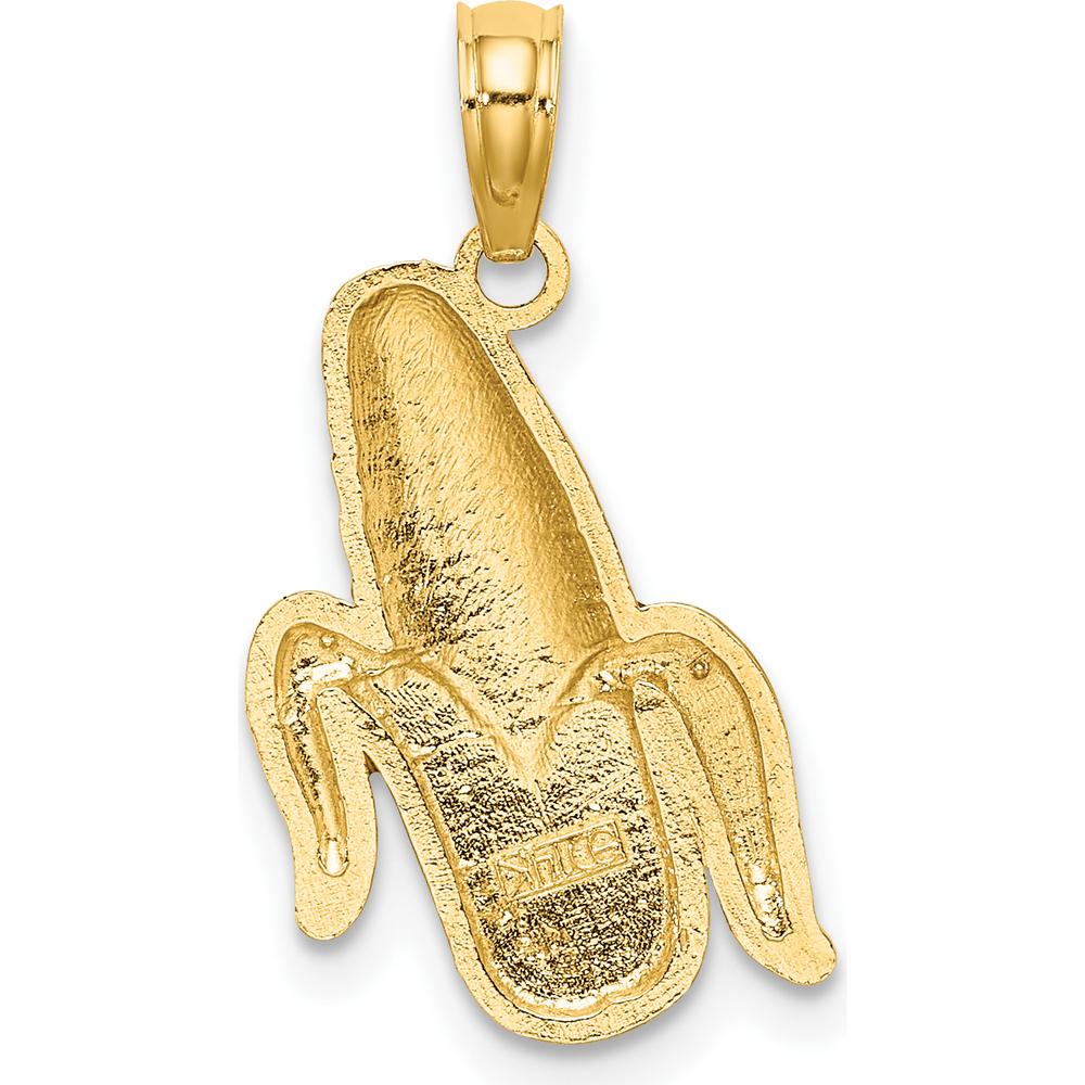 14K Yellow Gold Enameled Corn with Peeled Husk Pendant Charm - Textured Finish by Oro Pregiato