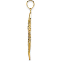 14K Yellow Gold Enameled Cross Charm Pendant with Blue and Red Enamel Accents by Oro Pregiato