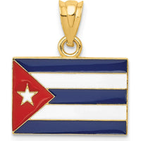 14K Yellow Gold Enameled Cuba Flag Pendant with Red, White, and Blue Enamel Accents by Oro Pregiato