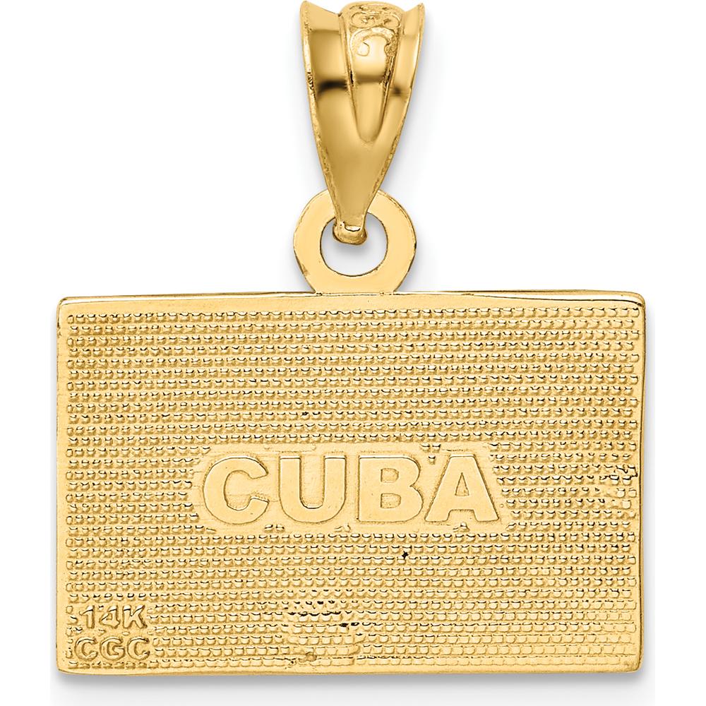14K Yellow Gold Enameled Cuba Flag Pendant with Red, White, and Blue Enamel Accents by Oro Pregiato