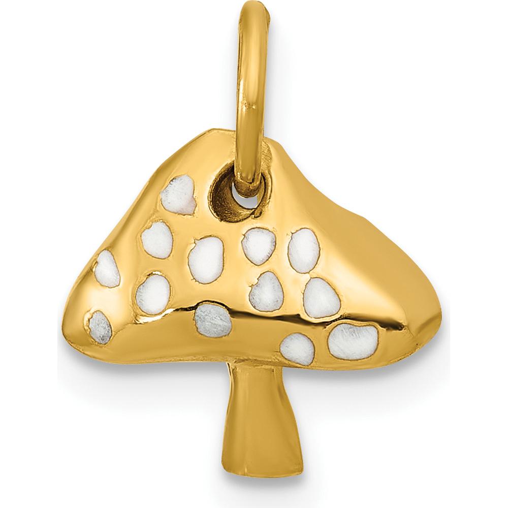 14K Yellow Gold Enameled Curvy Toadstool Charm Pendant by Oro Pregiato
