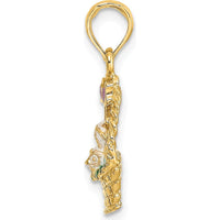 14K Yellow Gold Enameled Easter Basket Charm with Bunny and Pastel Eggs by Oro Pregiato