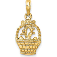 14K Yellow Gold Enameled Easter Basket Charm with Bunny and Pastel Eggs by Oro Pregiato