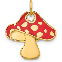 14K Yellow Gold Enameled Flat Toadstool Charm - Whimsical Nature-Inspired Pendant by Oro Pregiato