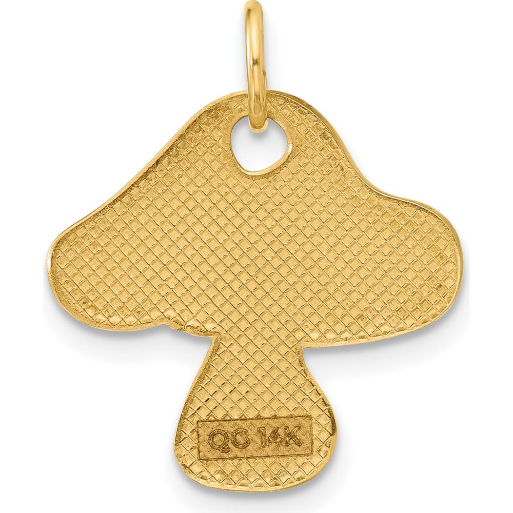 14K Yellow Gold Enameled Flat Toadstool Charm - Whimsical Nature-Inspired Pendant by Oro Pregiato