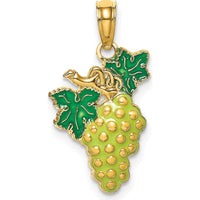 14K Yellow Gold Enameled Grape Charm with Green Enamel Accents - 16.5mm Length by Oro Pregiato