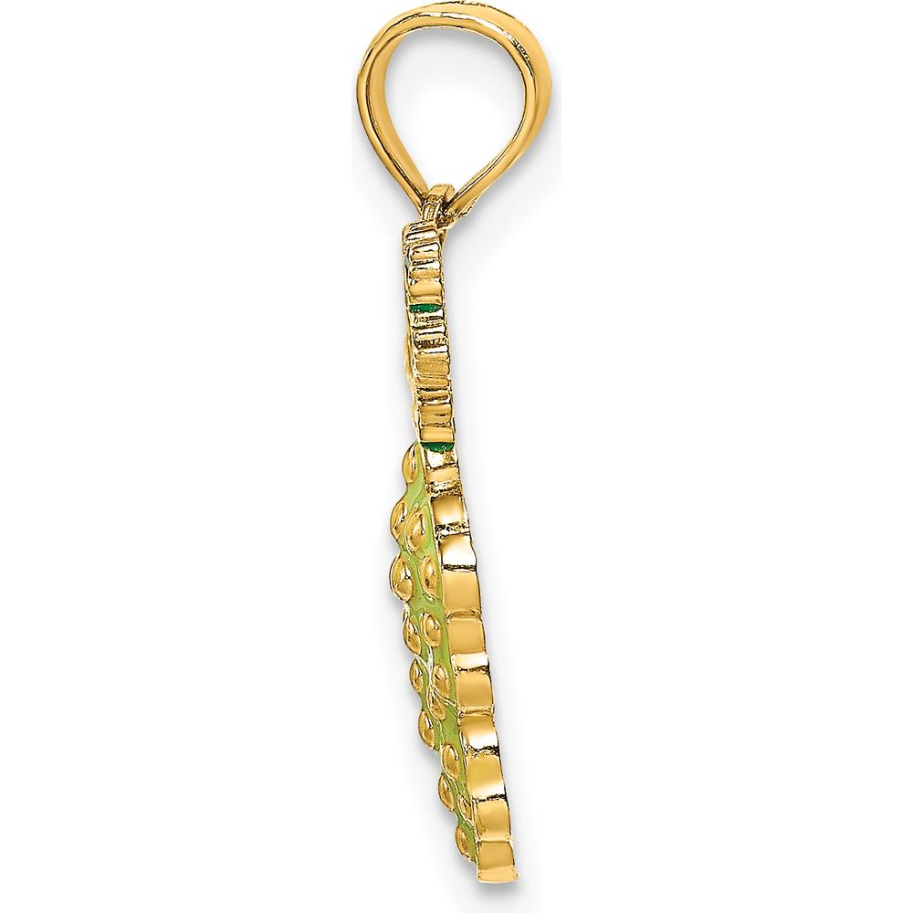 14K Yellow Gold Enameled Grape Charm with Green Enamel Accents - 16.5mm Length by Oro Pregiato