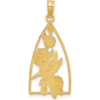 14K Yellow Gold Enameled Hummingbird and Flowers Triangle Charm - Vibrant Nature-Inspired Pendant by Oro Pregiato